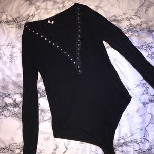 Ribbed Button Down Bodysuit